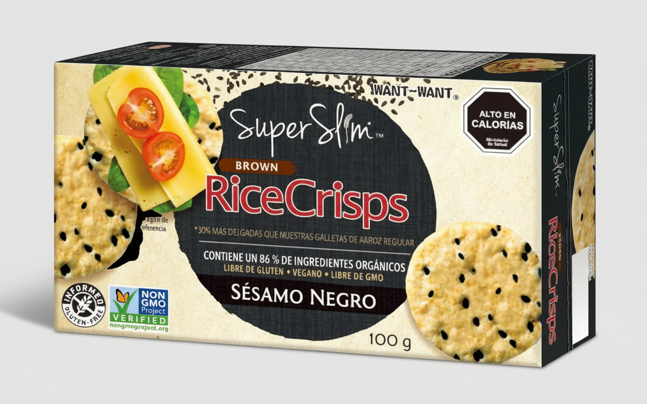 Galletas de Arroz Super Slim Rice Crisps con Sésamo Negro 100 g