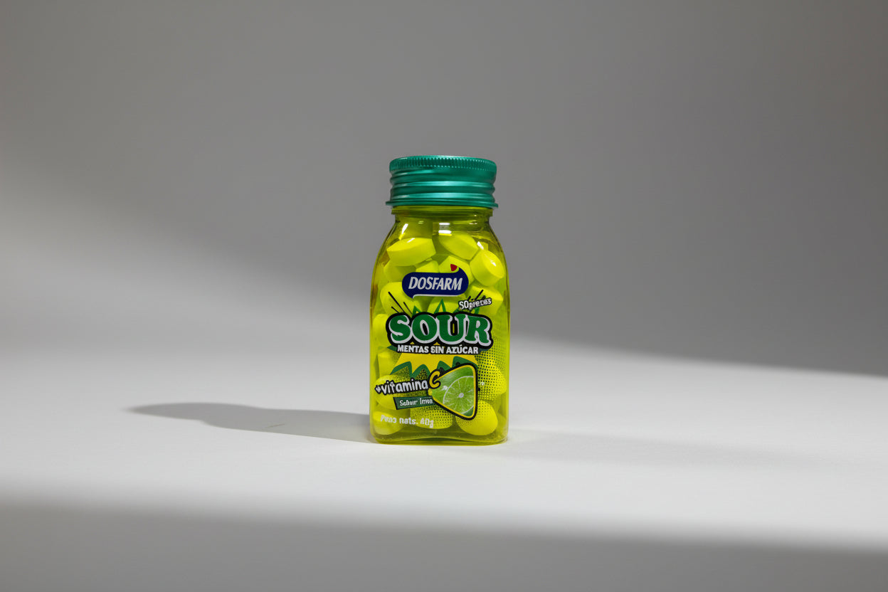 Caramelos de Menta sin Azúcar Dos'farm Sour 40gr | Menta Ácida y Refrescante