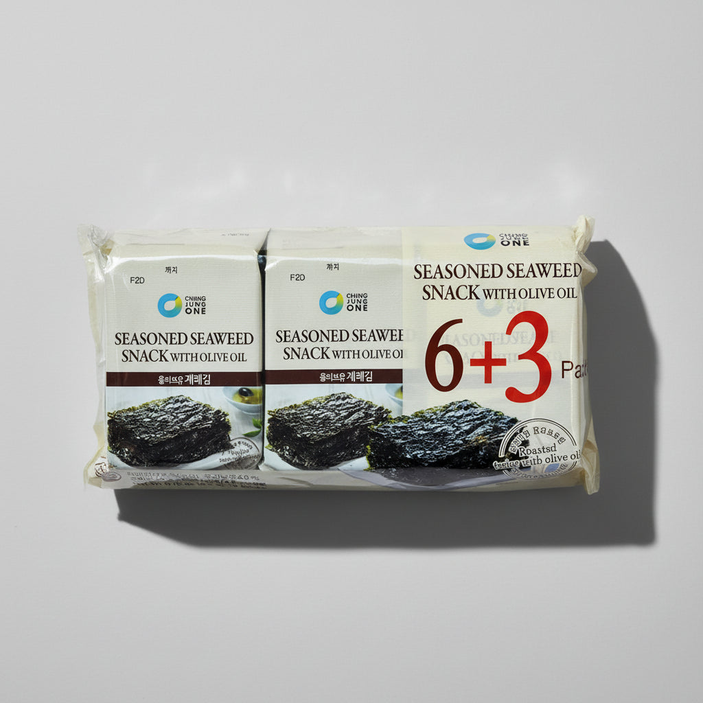 Snack de Alga Sazonada Chung Jung One con Aceite de Oliva – Pack de 9