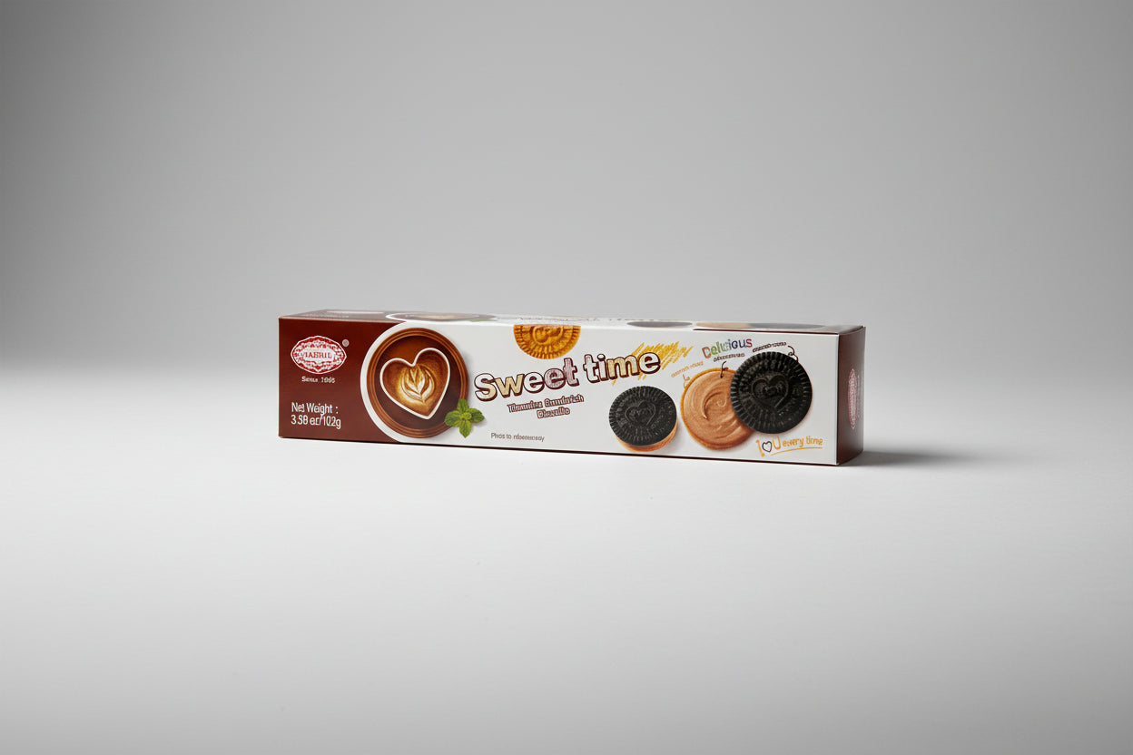 Galletas Sándwich Jiashili Sweet Time Sabor Tiramisú 102 g