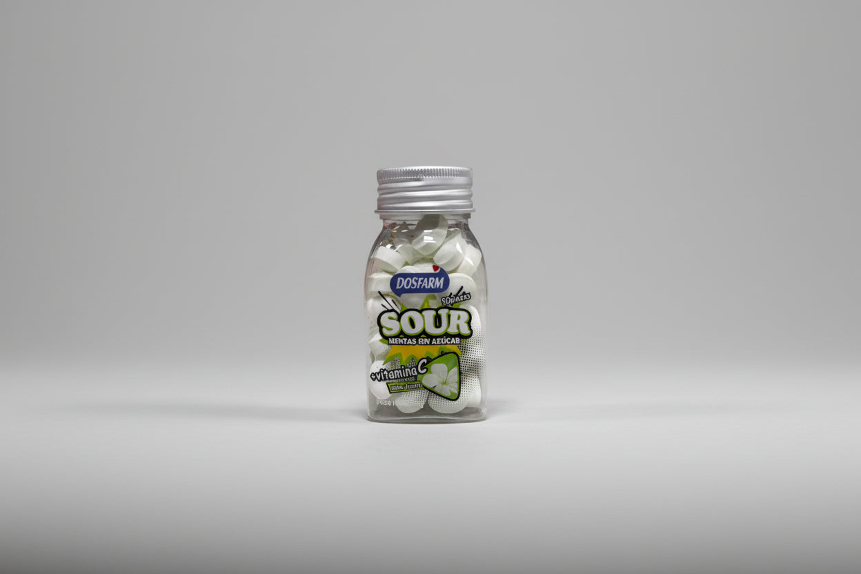 Caramelos de Menta sin Azúcar Dos'farm Sour 40gr | Menta Ácida y Refrescante
